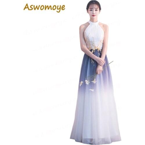 Long Evening Dress 2018 New Fashion Evening Gowns Appliques Floral Party Formal Dresses ladies Banquet Dresses robe de soiree