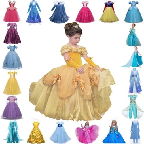 Girls Cosplay Dresses Kids Halloween Party Beauty and the Beast Fancy Dress Up Children Carnival Christmas Princess Costume