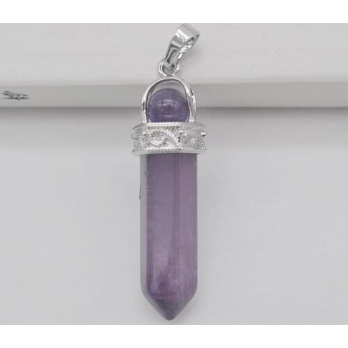 Purple Crystal Stone Pendulum Round Bead Pendant Jewelry S3172