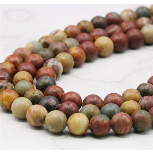 10MM Picasso Stone Round Ball Loose Beads Natural Stone Semi-finished Necklace Accessory Parts DIY Fashion Jewelry Making 15inch