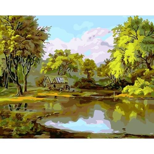 Framed DIY Painting By Numbers Landscape Acrylic Painting Modern Picture Home Decor For Living Room 40x50cm