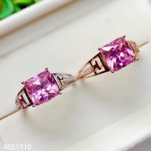 KJJEAXCMY boutique jewelry 925 sterling silver inlaid Pink crystal gemstone beautiful ring sweet