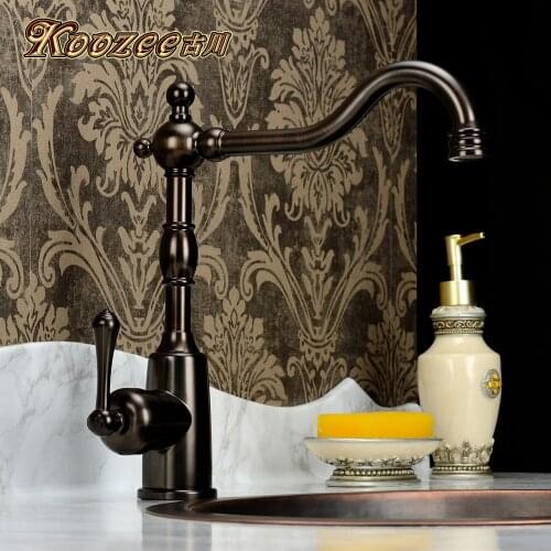 Furukawa European retro antique copper kitchen faucet hot and cold vegetables basin stainless steel sink full of copper faucet