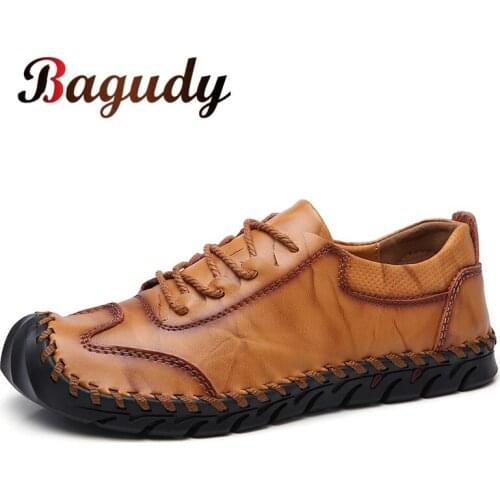 Mens Handmade Leather Shoes Loafers Fashion Men Casual shoes Moccasins outdoor Comfy Fashion Autumn Men Flats Shoes Size 38-46