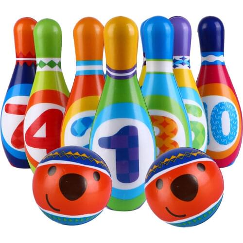 1 Set Large PU Solid Bowling Ball Kit Portable Children Sports Plaything Children Colorful Sports Toy