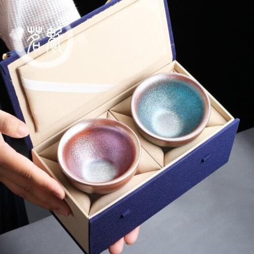 Jianzhan Tea Cup Set Handmade Master Cup Tea Set Drops of Oil Partridge Couple Cups Large Ceramic Personal Cup Gift Set