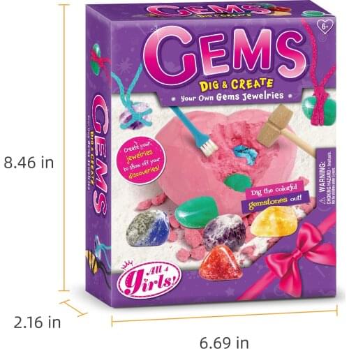 Gemstone Unearth Kit with 6 Gems Educational Toys for Kids Teens Boys Girls