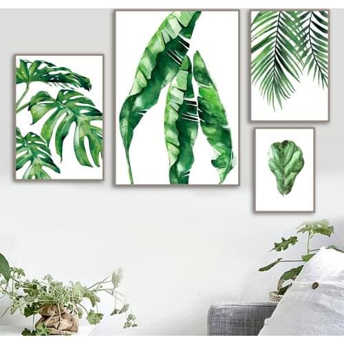 Nordic Posters And Prints For Living Room Decoration Wall Pictures Green Plants Palm Banana Monstera Art Canvas Painting