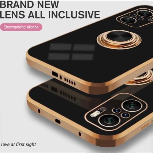 For Xiaomi Poco F3 Case Camera Shockproof Plating Cover Pocophone Pocco Poko Poxo Povo F 3 PocoF3 Car Magnetic Ring Stand Coque