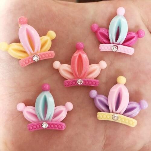 DIY 10Pcs Resin Crown Flatback Rhinestone Child Manual Works DIY Scrapbook Craft R56A
