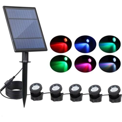 Thrisdar RGB Changeable Solar Garden LED Spotlight IP68 Outdoor Waterproof Backyard Driveway Patio Solar Landscape Lawn Light