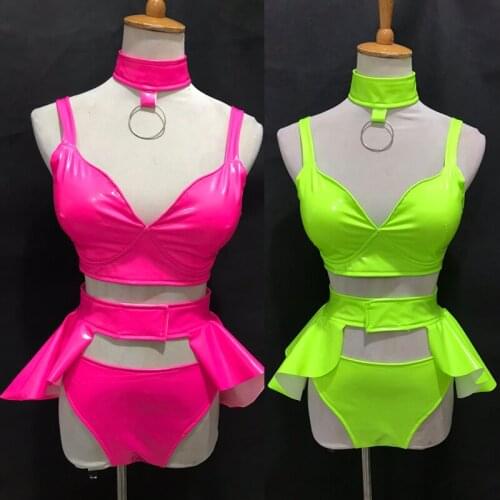 Bar DS Stage Costumes Nightclub Female Singer Sexy Bikini Suit Cheerleader Pole Jazz Dance Clothes Festival Rave Outfits DWY5887