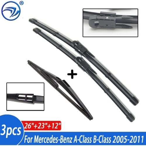Wiper Blades For Mercedes-Benz A-Class B-Class W169 W245 Front Rear Set 2011 2010 2009 2008 2007 2006 2005 26"23"12"