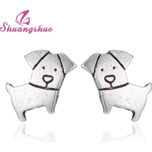 Shuangshuo New Arrival Dog Earrings for Women Cute Dog Stud Earrings pendiente Love my Pet Jewelry Animal Earing Valentines Gift