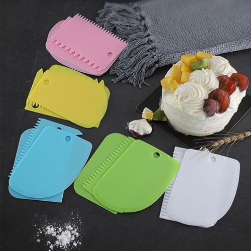 Portable 3PCS/Set Plastic Cake Scraper Decorating Tools Dough Icing Scrappers Kitchen Cake Decorating Accessorie
