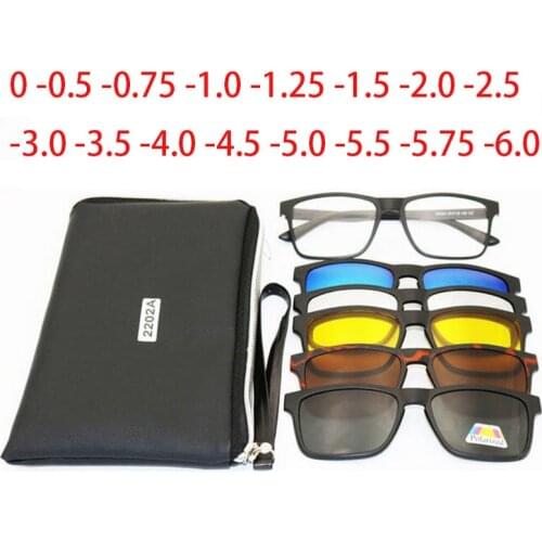 Big Frame Square Polarized Sunglasses Finished Myopia Eyewear Optical Eyeglasses Magnet 5 Clip Sunglasses Myopia Glasses 2202