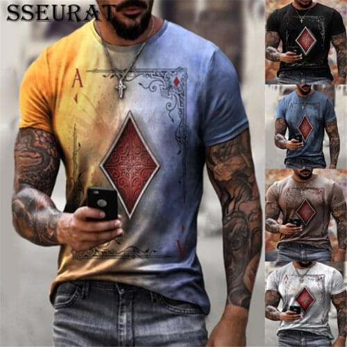 SSEURAT 2021 Summer New Mens Vintage Short Sleeve T Shirts Fashion Printed O Collared Tshirts