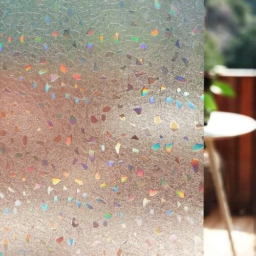 200cm Length Static Cling Window Film Stone Privacy Protection 3D Laser Decorative Glass Sticker For Window Door Cabinet Table