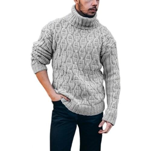 Casual Men Sweater Ribbed Thermal Soft Ribbed Turtle Neck Long Sleeve Men Knitted Sweater Winter Sweater