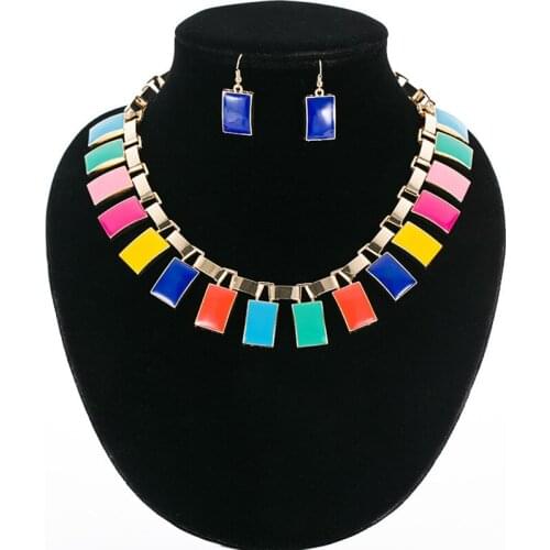 YFJEWE Womans Birthday Gift Wedding Necklace Earring Fashion Girl Lovely Jewelry Sets resin color Shape Necklace Earrings#N194