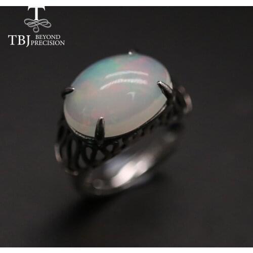 6ct up Big size Opal oval 12*16mm gemstone Ring 925 sterling silver natural ethiopia Opal colorful stone fine jewelry for women