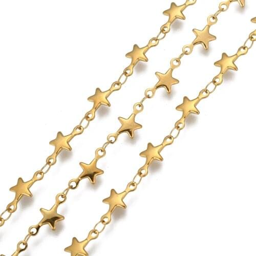 About 10m/Roll 304 Stainless Steel Star Link Chains Soldered for jewelry making DIY Bracelet Necklace Decor Accessories 12x6x1mm