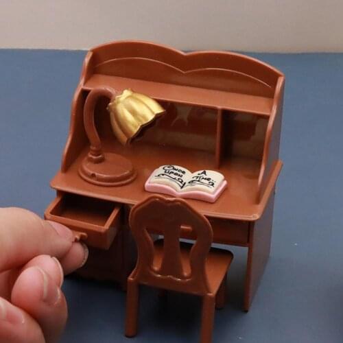 1Set Dollhouse Coat Hanger Mini Plastic Realistic Dollhouse Stool Dressing Table Dollhouse Desk Lamp for Kids