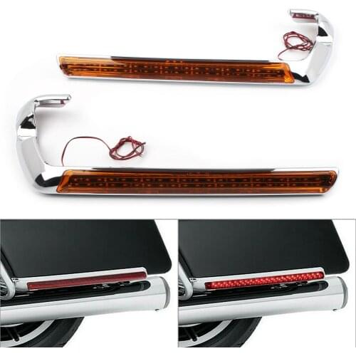 2x Motorbike Saddlebag Side Marker Lamp White LED Light with Amber Lens For Harley Touring 2014 2015 2016 2017 2018 2019 2020