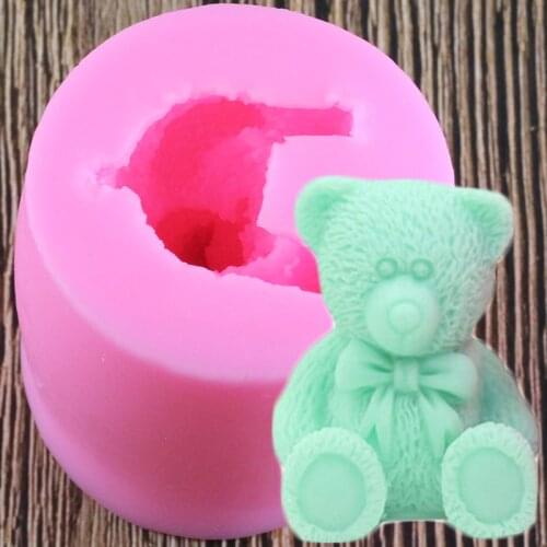 3D Cute Bear Handmade Soap Silicone Molds Resin Clay Candle Mould DIY Fondant Cake Decorating Tools Chocolate Candy Moulds