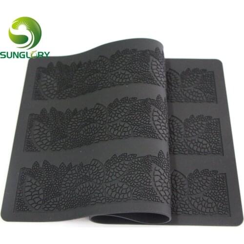 40*20CM Sugar Craft Baking Flower Pattern Silicone Mat Fondant Cake Decorating Tools Kitchen DIY Silicone Lace Mold Color Black