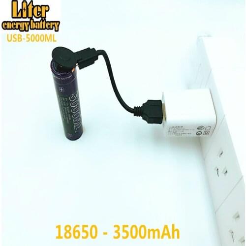 5PCS Liter energy battery USB 18650 3500mAh 3.7V Li-ion Rechargebale battery USB 5000ML Li-ion battery + USB wire