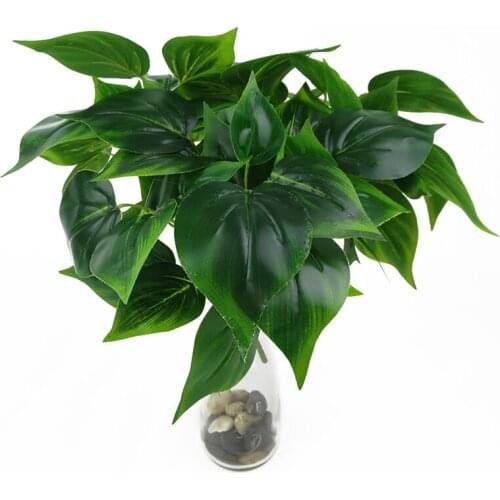 5 Branches Artificial Grass Leaves Artificial Scindapsus Aureus Evergreen Leaf Home Decor Imitation Fern Plastic