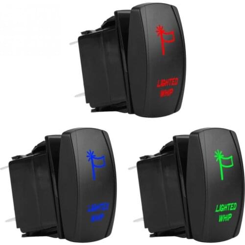 5Pin Laser Lighted Whip Rocker Switch On-Off LED Light 12V-20A 24V-10A Car Boat Accessories