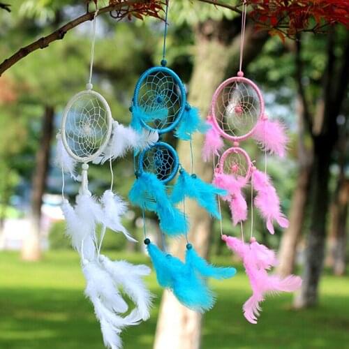 Car Pendant Handmade Dream Catcher Wind Chimes Feather Hang Decorations Car Rearview Mirror Ornament Home Accessories
