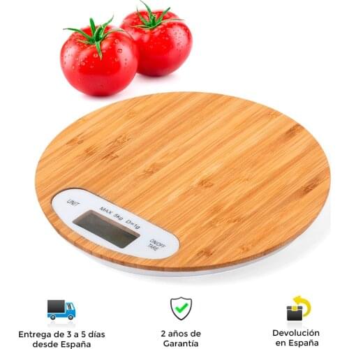 Kitchen Bascula, bambu, digital display, automatic shutdown, tara, weighing unit, portable, accurate, food, diet, bascules