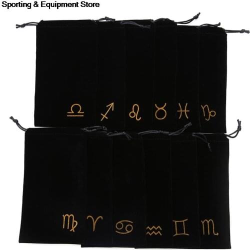 1PCS 12 Constellations Velvet Tarot Card Storage Bag Mini Jewelry Drawstring Package Board Game Cards Bag 19.5cm X 11cm