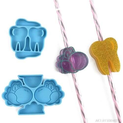 Free Ship Straw Topper Silicone Mold for Epoxy Resin Epoxy Casting Mould with Teeth Duck Animal Shape for DIY Straws Wholesales