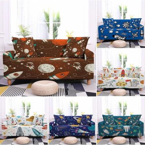 Rocket Pattern Sofa Cover Stretch Couch Slipcovers for Living Room Dustproof Elastic Armchair Cover Sofa Towel 1/2/3/4-seater
