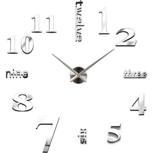 Digital Acrylic Mirror Wall Clock Living Room Bedroom Wall Mirror Sticker Decoration 3D Diy Mute Wall Sticker Wall Clock