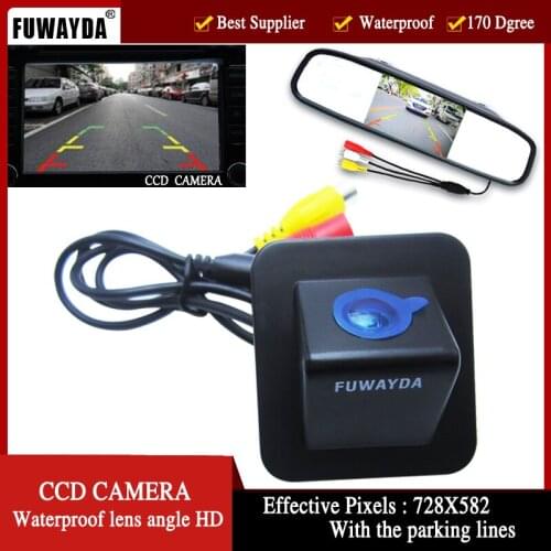FUWAYDA Color CCD wire Car Rear View Camera parking lines for Hyundai Elantra Avante 2012,with 4.3 Inch rear view mirror monitor