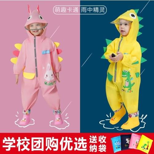 Childrens One-Piece Raincoat Boys and Girls Kindergarten Babys Whole Body Rainproof Childrens Poncho Rain