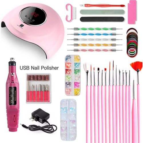 Electric Nail Drill Machine Pen LED UV Lamp Nail Dryer Manicure Gel Nail Dryer Drying Nail Polish Lamp Manicure Set for Nail