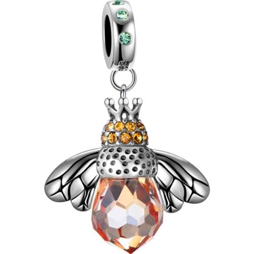 GW Classic New Style 925 Sterling Silver Pink Wings Animal Bee Pendant Charms Suitable For Bracelet Fine Jewelry