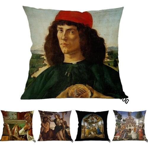 Christian Jesus Portrait of a young man with a medallion Cosimo Medici Cotton and linen square pillow Cushion cover Decor