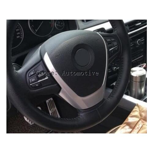 For BMW X3 X4 X5 F15 F25 F26 2014-2016 ABS Chrome Steering Wheel Cover Trim Stickers Car Styling Accessory