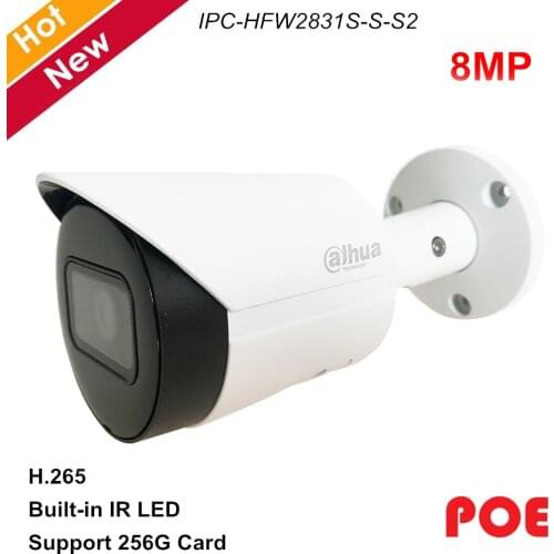 Dahua Super 8MP H.265 Surveillance IP POE Camera Built-in IR LED Bullet Outdoor Security Camera Android IOS phone View