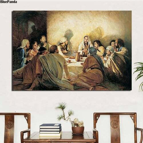 Jesus In The Last Dinner Paintings On Canvas Modern Art Poster Decorative Wall Pictures For Living Room Home Decor