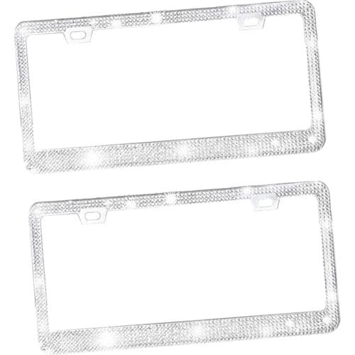 2pc Crystal License Plate Frame Women Gifts Luxury Sparkly Car License Frame