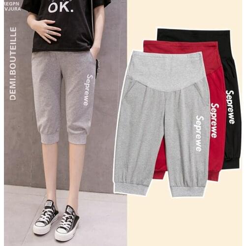 Summer thin section fashion wear nine points leggings tide mom casual seven points sports pregnant women pants summer