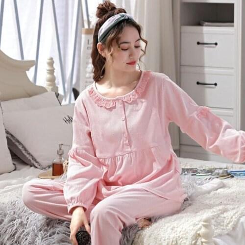 Sweet Maternity Nursing Nightwear 100% Cotton Nursing Nightwear Breastfeeding Pajamas for Pregnant Women Pregnancy Sleepwear
